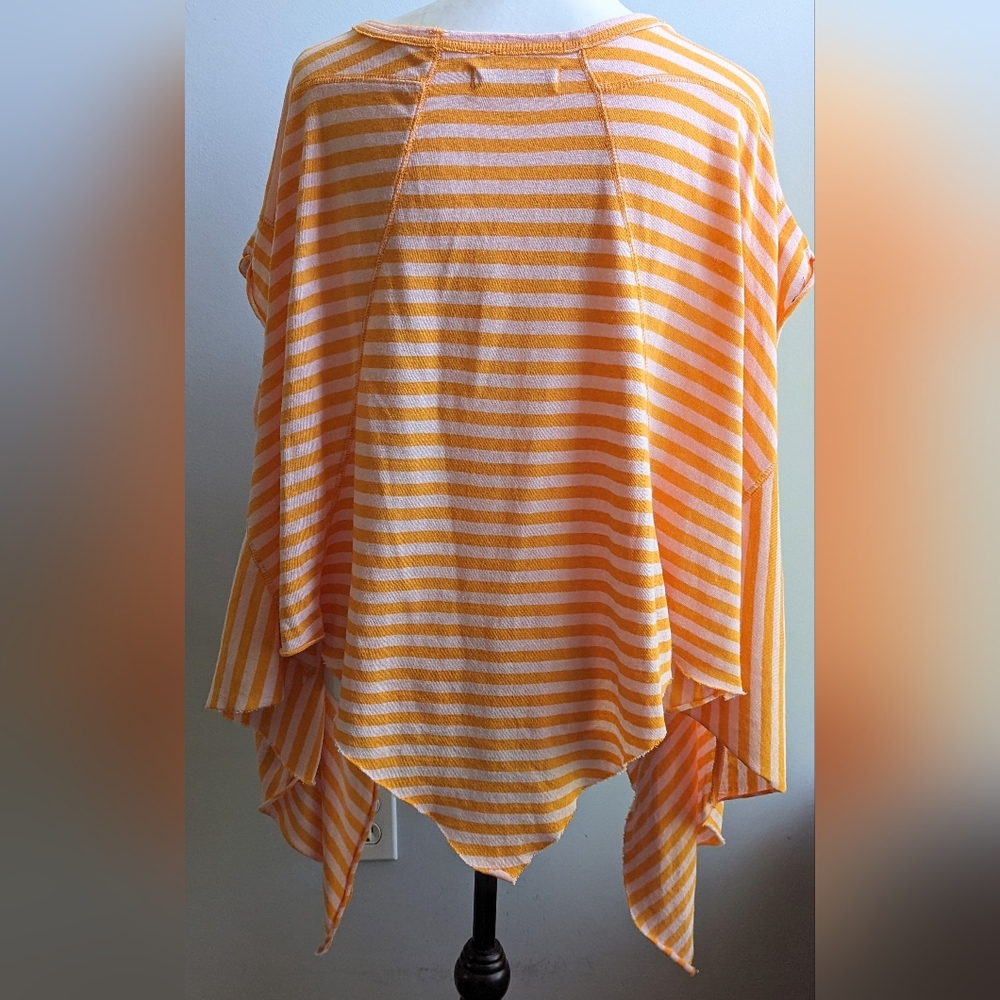 Free People We The Free "Pink Vitamin" Striped Angel Oversized Top Size M - Picture 6 of 10